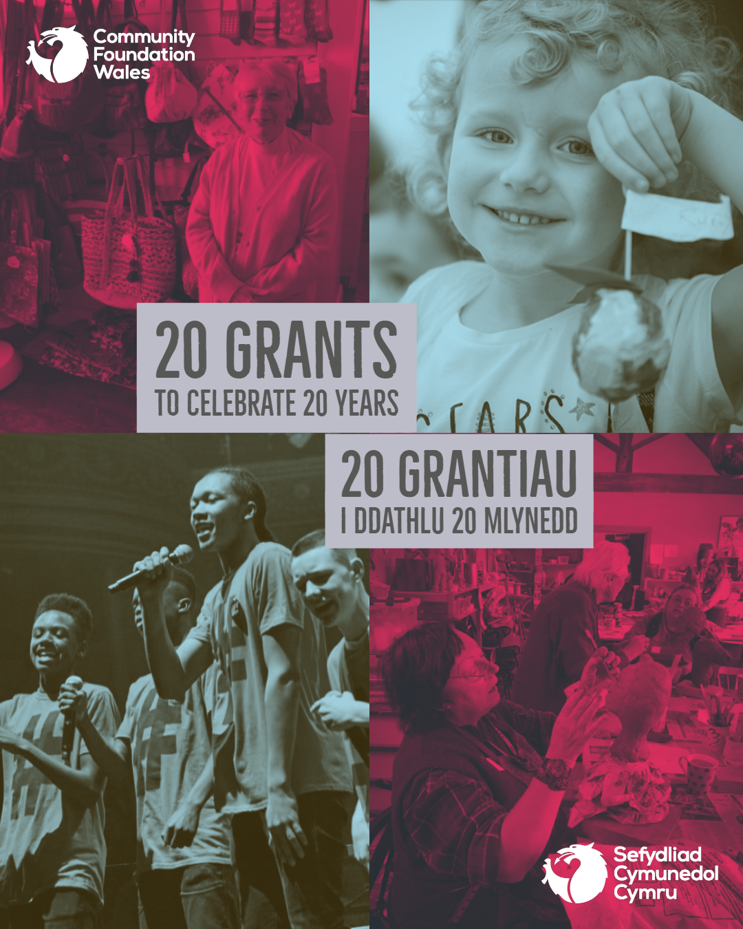 20 grantiau ddathlu 20 mlynedd