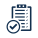 An icon of a clipboard with ticks.